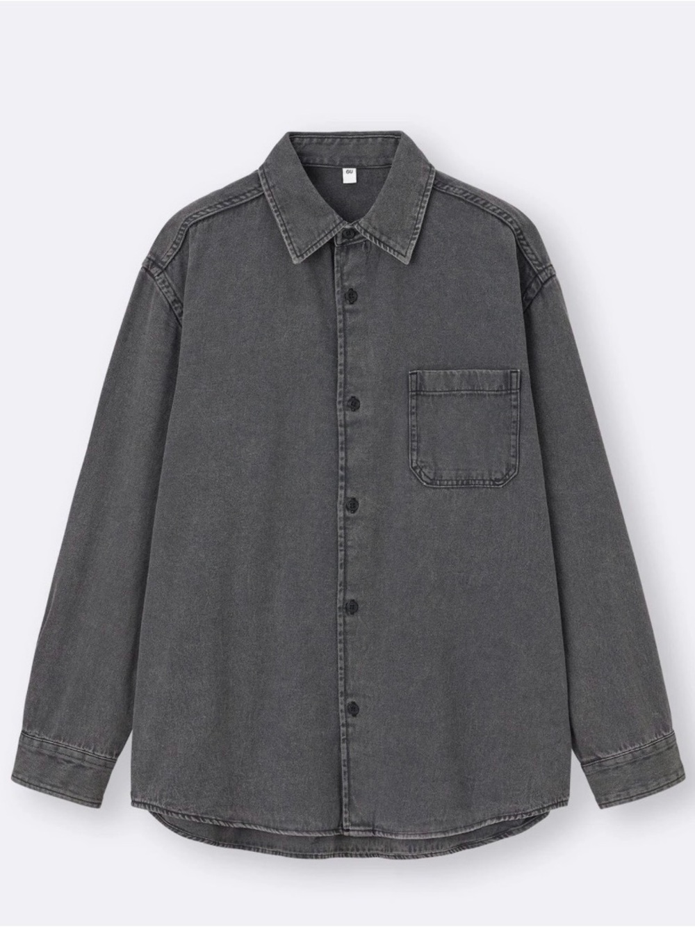 GU - Men's Charcoal Washed Denim Oversized Shirt